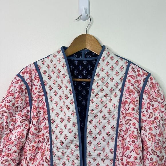 Reversible Quilted Jacket Boho Folk Print Paisley Floral Patchwork Women’s Sz XS - Picture 2 of 12